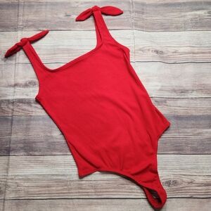 5/$15 Elodie One Piece Red Bow Tank Top Bodysuit